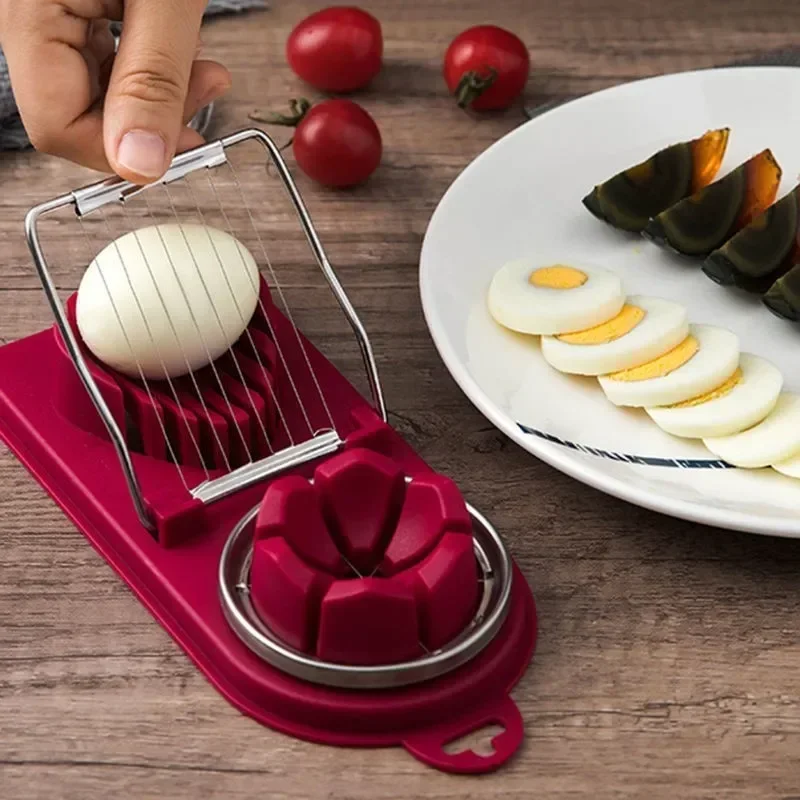 Multifunctional Egg Cutter Stainless Steel Egg Slicer Sectioner Cutter Mold Flower-Shape Luncheon Meat Kitchen Gadgets