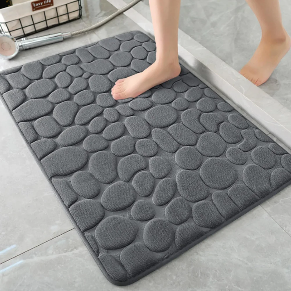 Premium Absorbent Non-Slip Quick-Dry Bathroom Mat with Cobblestone Design