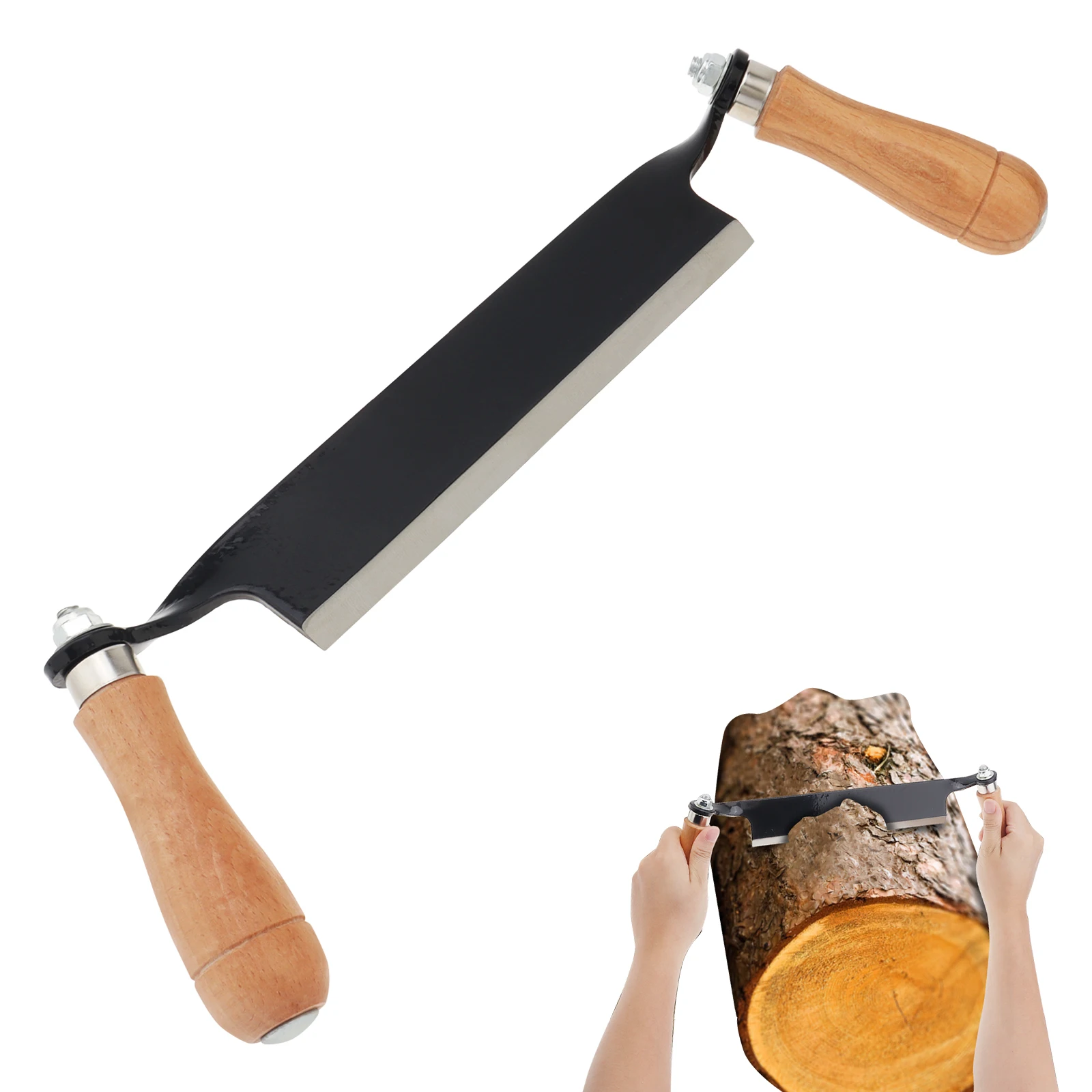 8inch Woodworking Draw Wood Carving Curved Draw Shave Steel Straight Shave Wood Debarking Hand Tool