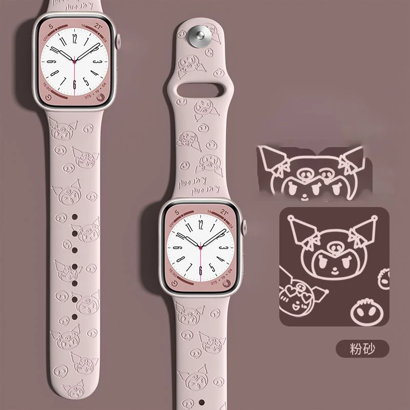 Sanrios Kawaii Anime Hello Kittys Cartoon My Melody Kuromi Cinnamorolliwatch Strap Iphone WatchCute Print Wrist Stra