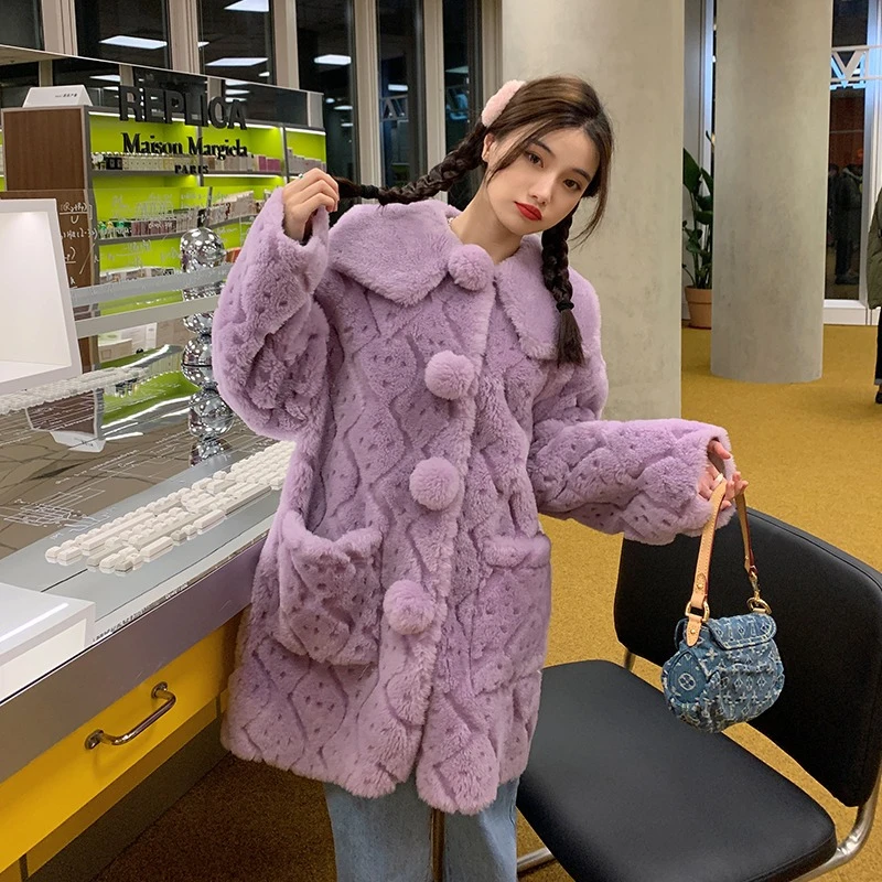 Winter Fashion Women's Fur Coat Imported Lamb Fur Jacket Lapel Hood Multi-style Outdoor Windproof Winter Fur Coat 18 inch pulley ceramic grill outdoor bbq multi function smoker water locked barbecue oven lamb shank stew oven