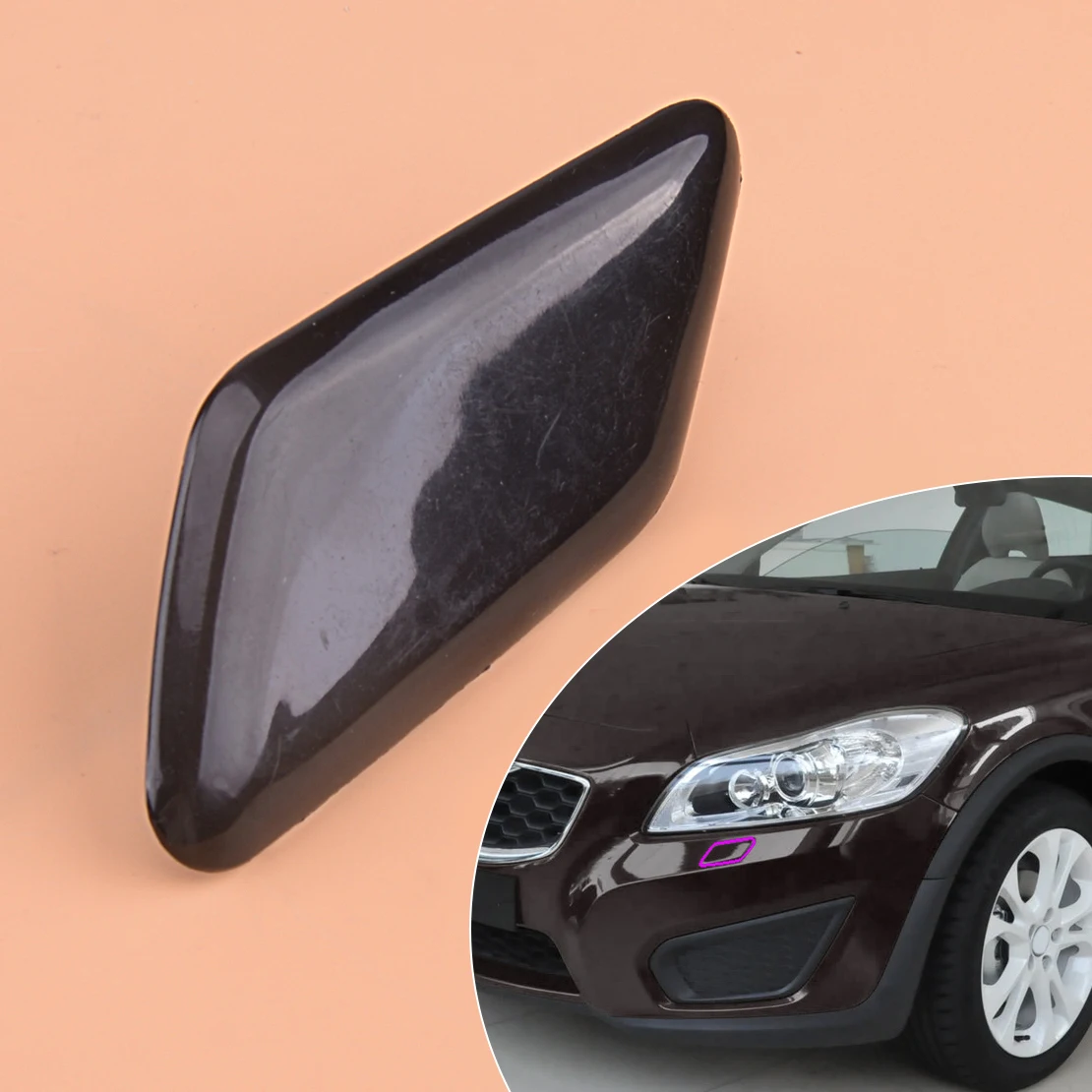 CITALL New Car Front Left Side Headlight Washer Nozzle Cover Cap Fit For Volvo C30 2010 2011 2012 2013 39863927 31214637