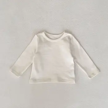 Autumn new 0-3 year old baby clothing, solid color long sleeved round neck top for baby girls, baby boys, classic and versatile