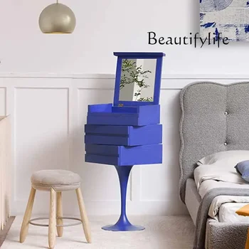 Blue Corner Drawer Dresser Makeup Nordic Metal French Small Modern Vanity Bedroom Design Unique Penteadeira Furniture Home