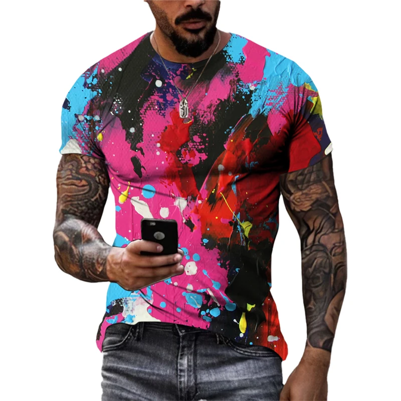 New Fashion Europe and America Retro Graffiti Men T-shirt