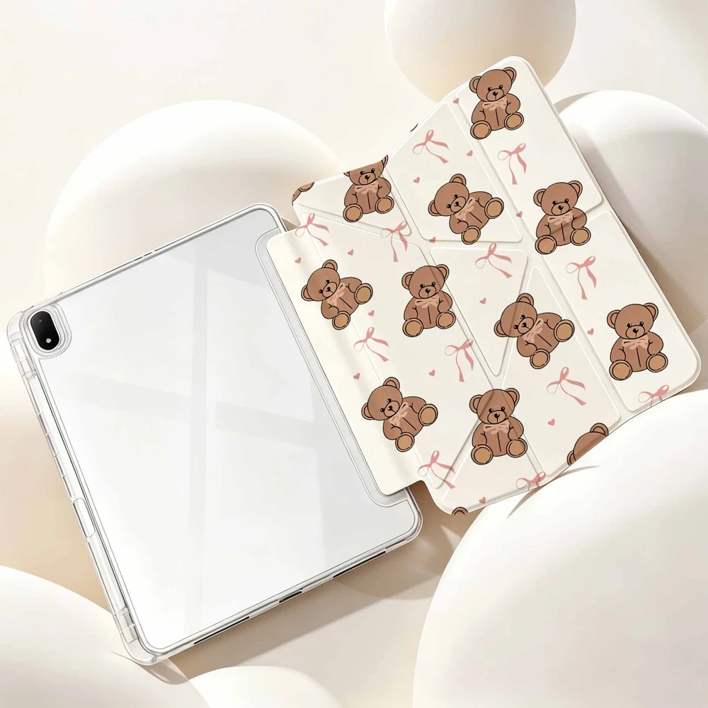 Charming Teddy Bear Tablet Case with Pen Slot - Protective Cover
