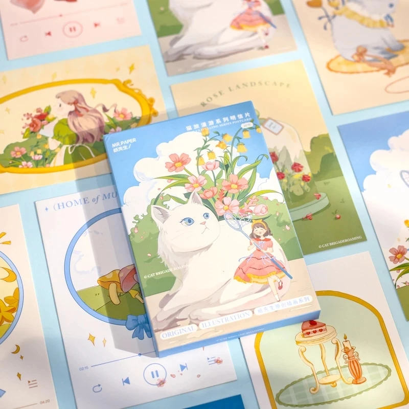 Photo Cards Mini Greeting Cards Message Cards My Friend and Cute Cat Postcard 30 Sheets/Set