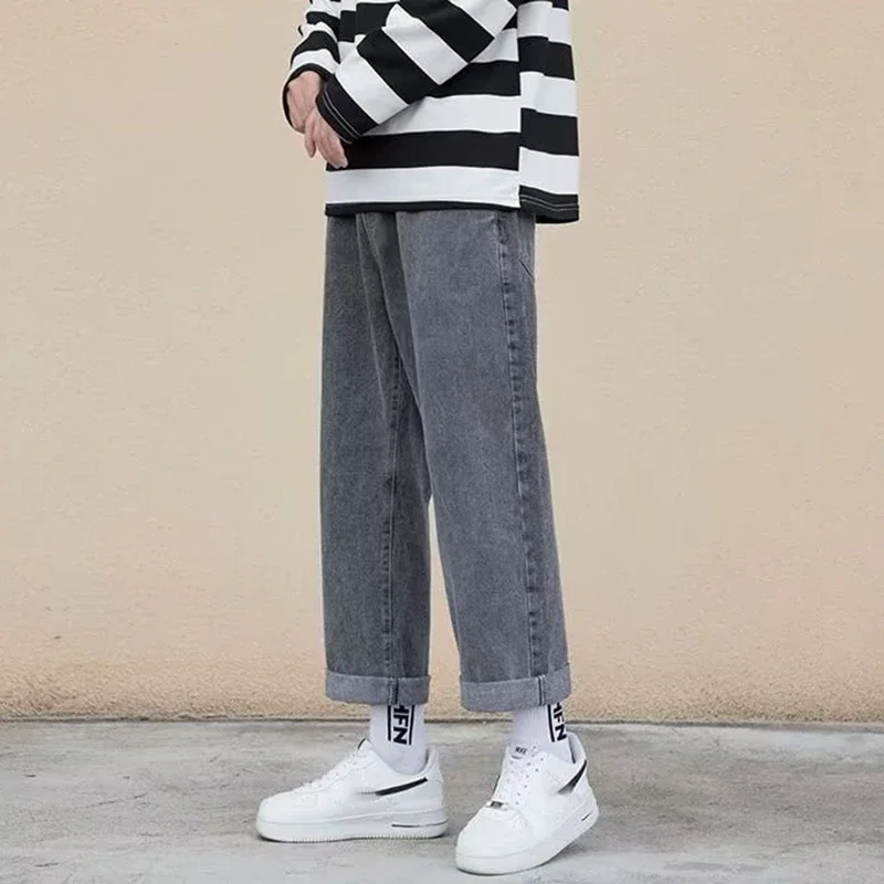 Men Comfortable Straight Casual Jeans Male Soft Baggy Outside Denim Pants Classic Elastic Waist Solid Office Work Denim Trousers 5