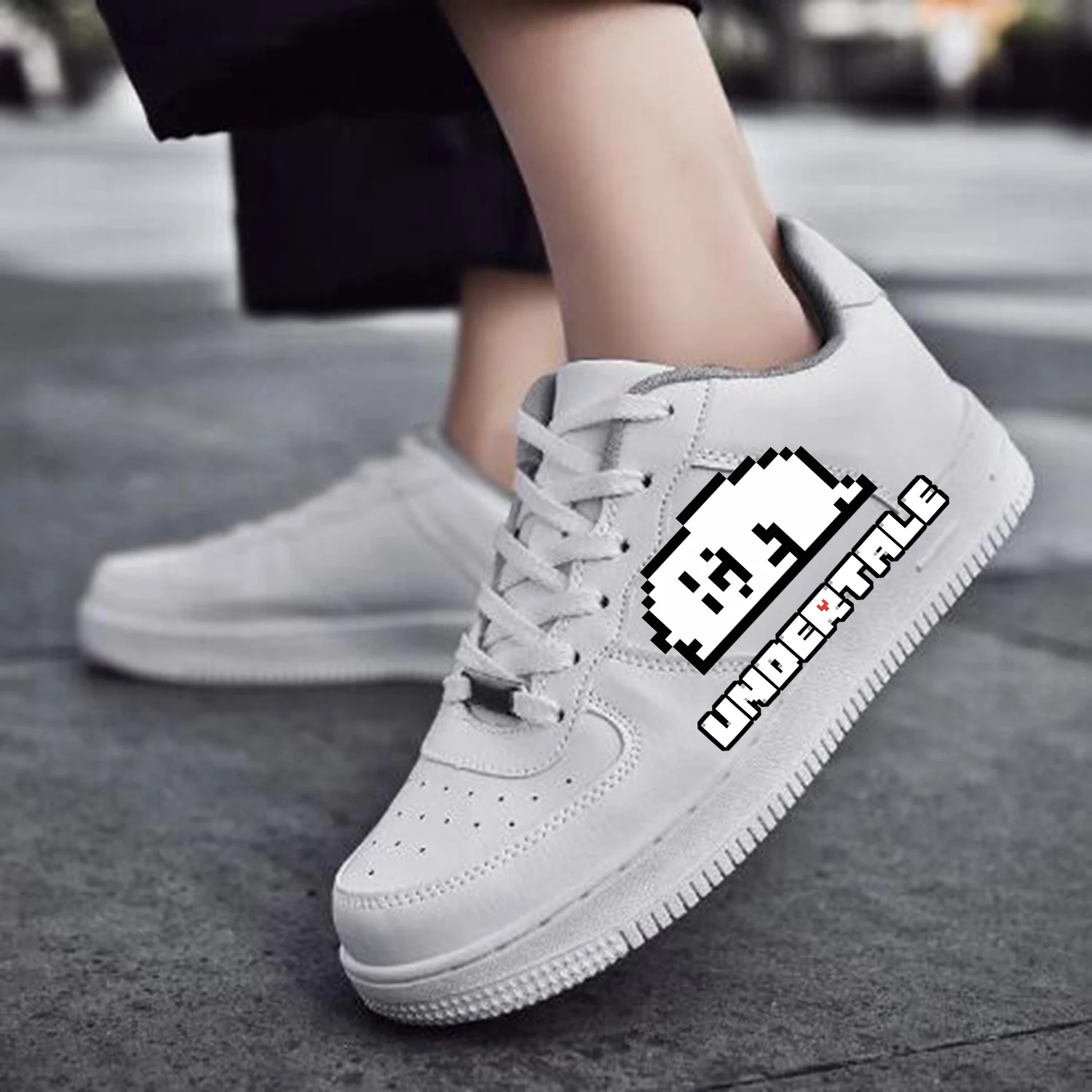 

Undertale Sans Skull AF Basketball Mens Womens Sports Running High Quality Flats Force Sneakers Lace Up Mesh Custom Made Shoe