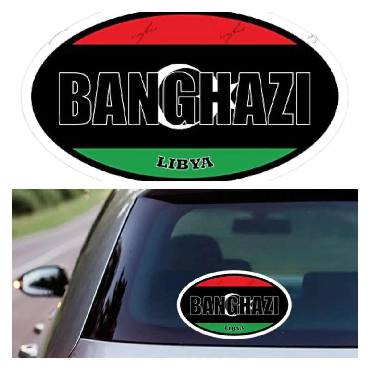 Banghazi Ливия флаг овальная наклейка