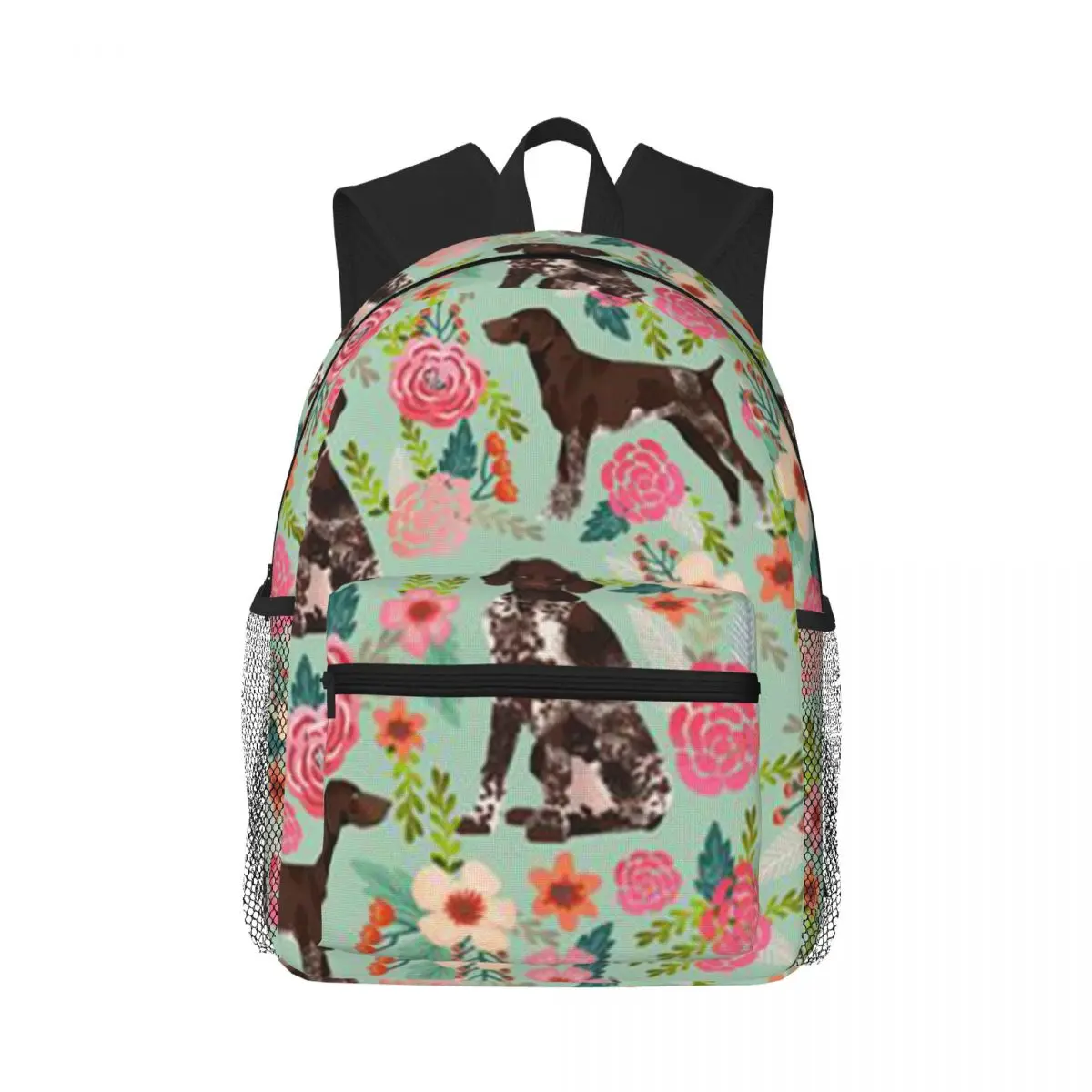 GermanShorthairedPointerAndFloralBeautifulBackpackLargeCapacity