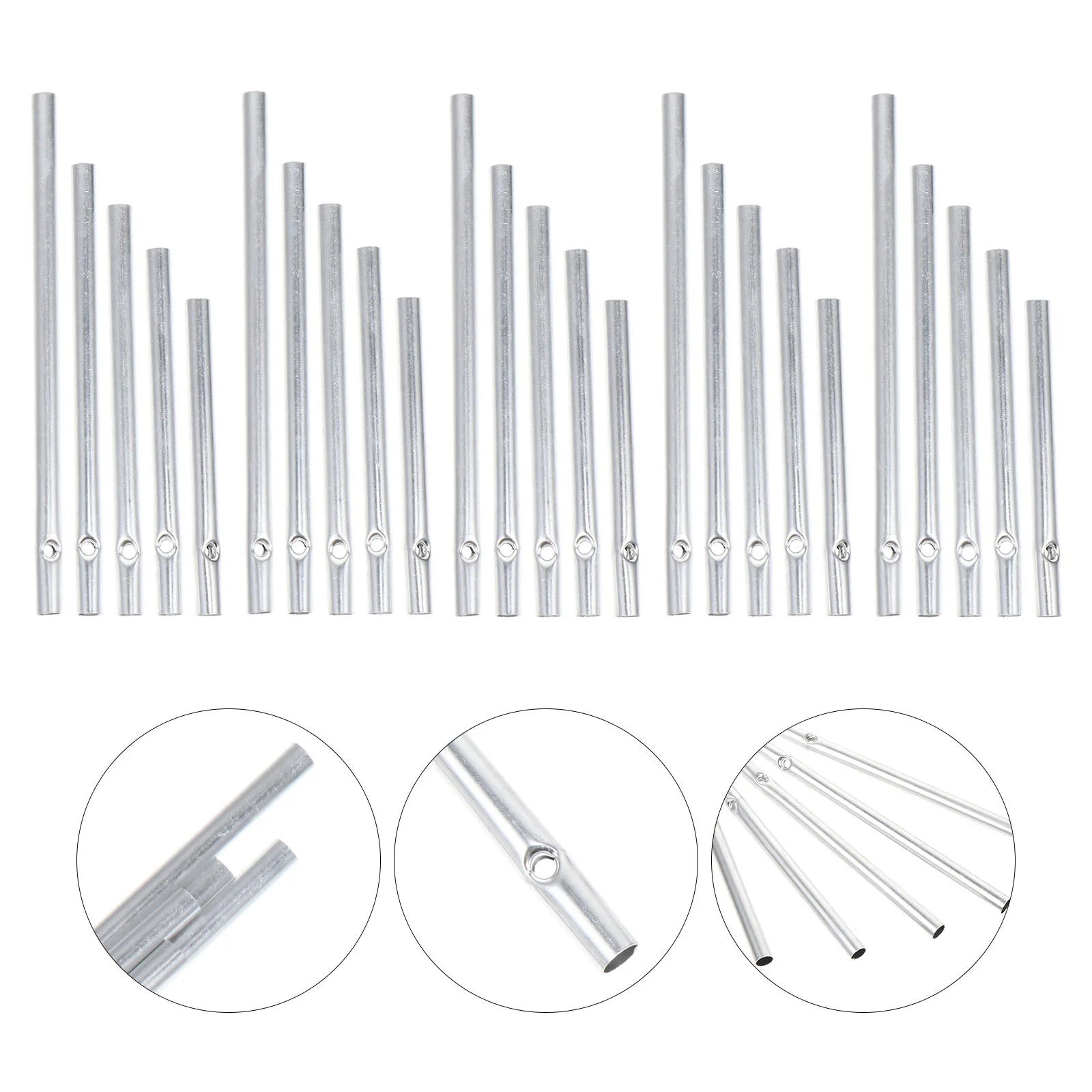 25/30Pcs Different Length Wind Chime Tubes Set Silver Tone Empty Wind Chime Making Kit For Home Decoration DIY Tubes