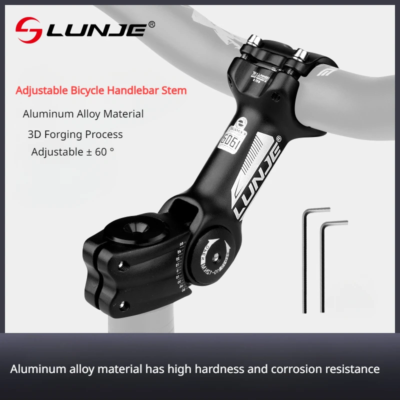 

Bicycle Handlebar Stem Adjustable Variable 60 Degree Angle MTB Bike Riser Aluminum Alloy Front Fork Stem Adapter Bike Parts