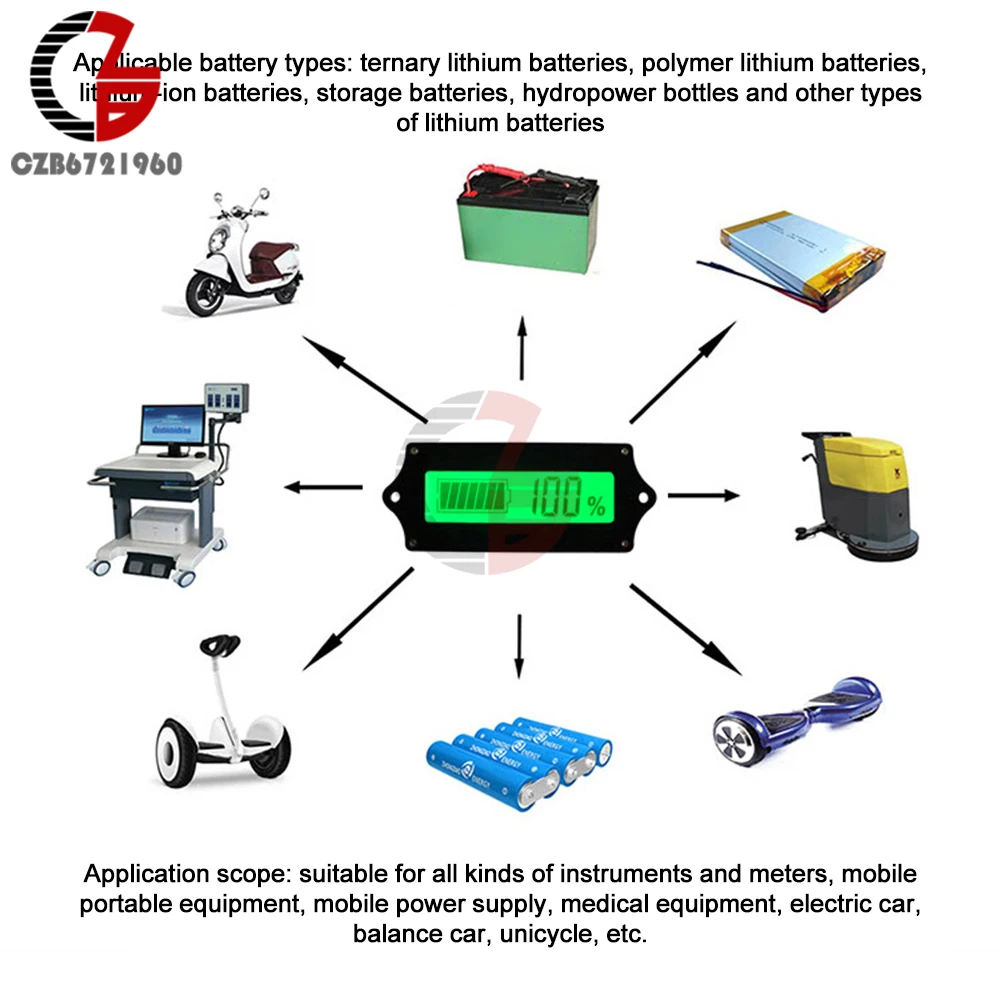 H52 Battery Level Indicator Voltmeter DC 9~90V Lead-acid Battery Lithium Iron Phosphate 12V 24V 36V 72V Battery Capacity Tester 5