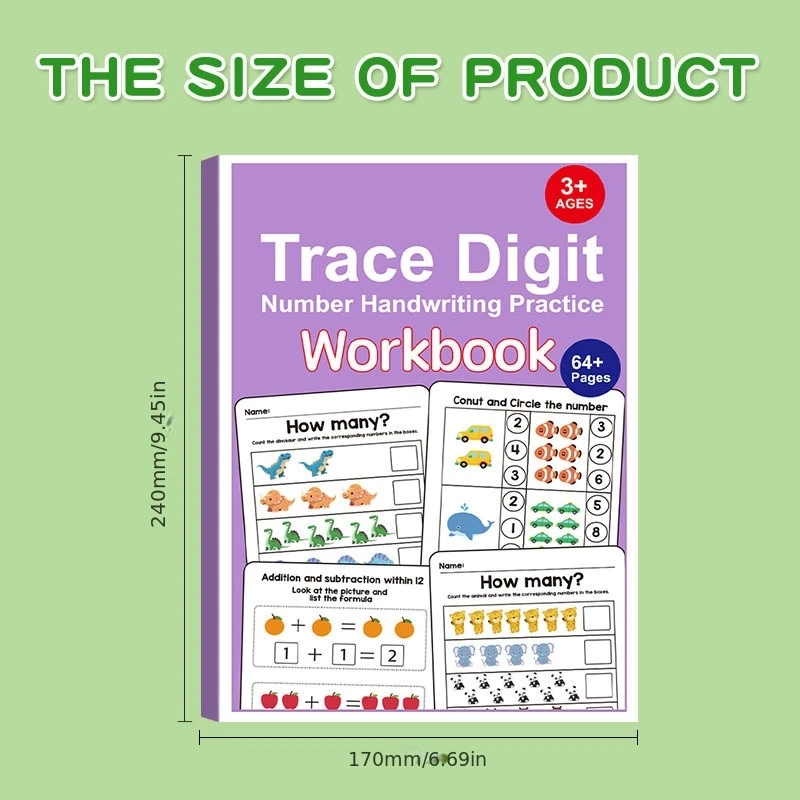 Interactive Preschool Math Workbook Number Tracing Addition Subtraction Early Learning Activities Pre K Arithmetic Book