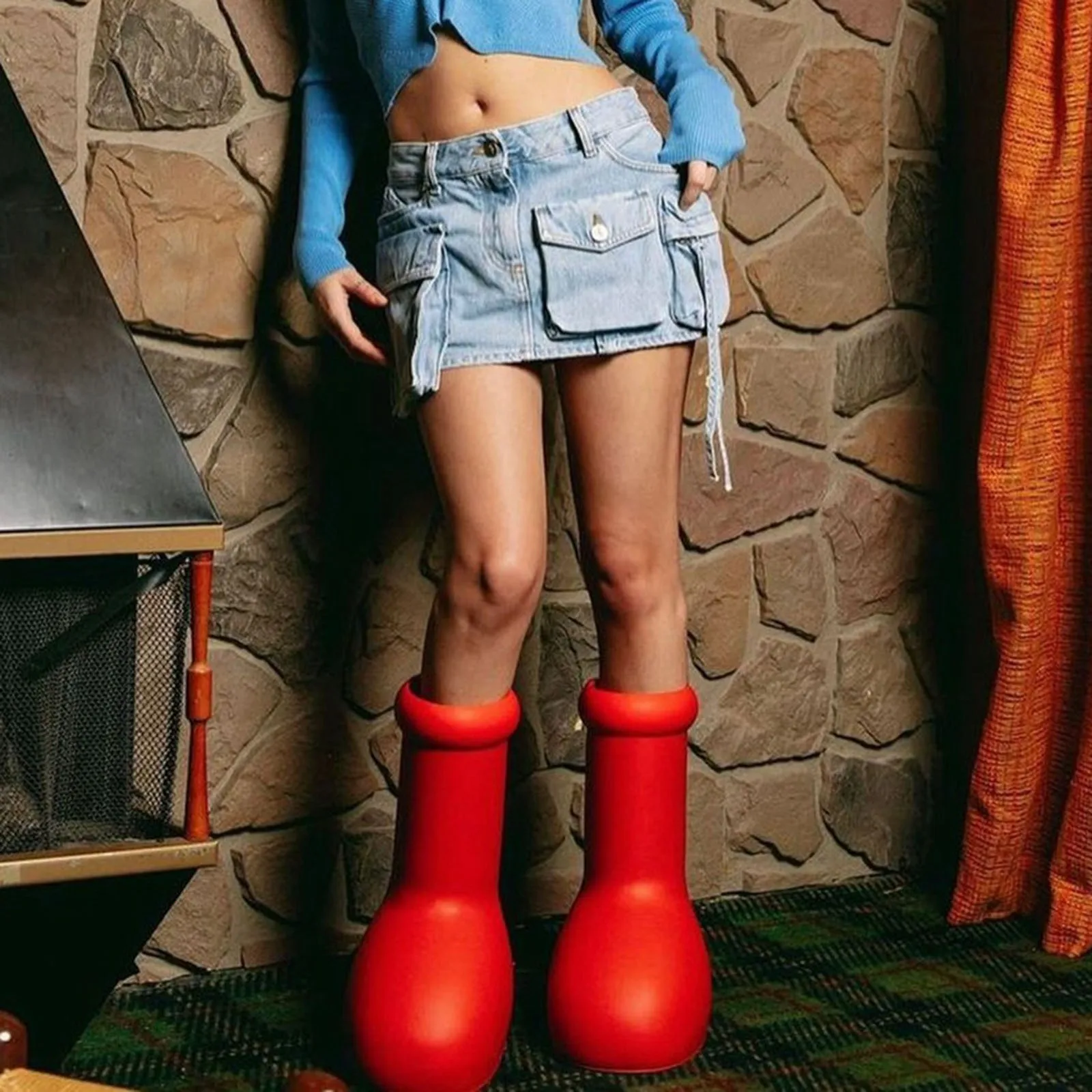 

Big Red Boots Fashion Trend Big Red Boots Anime Creativity Tpu Eva Mid Cap Boots Rain Boots Street Style Personalized Shoes
