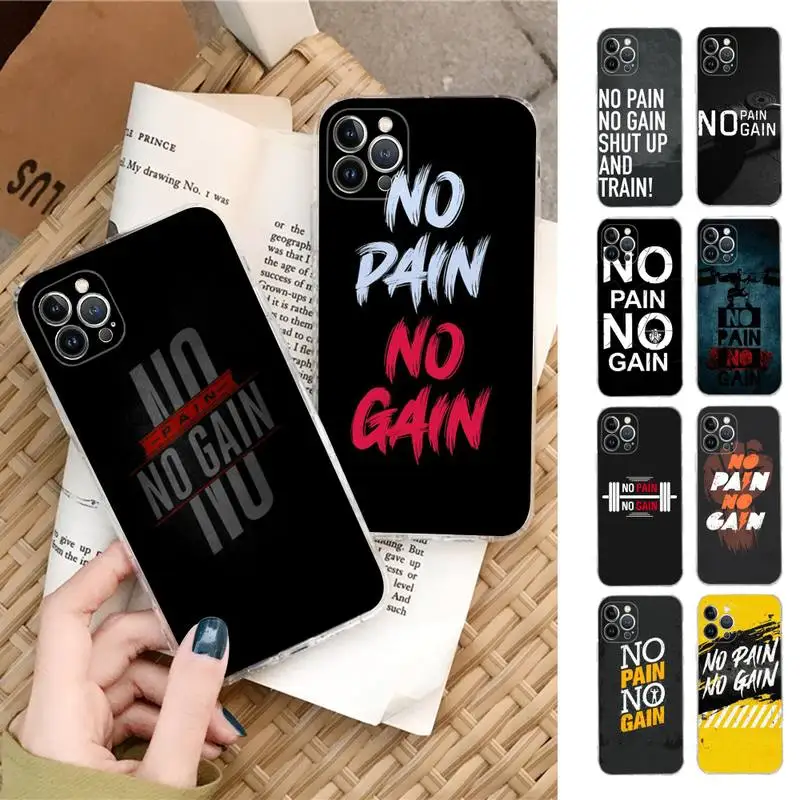 No Pain No Gain Gym Fitness Phone Case Silicone Soft Per Iphone 14 13 12 11 Pro Mini Xs Max 8 7 6 Plus X Xs Xr Cover