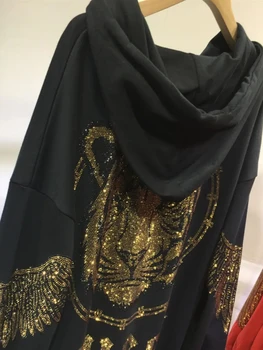 Plus Size Zip-Up Hoodie Tiger Rhinestones Graphic Top Jacket With Pocket for Women Oversized Hooded Sweatshirt Sparkling 4