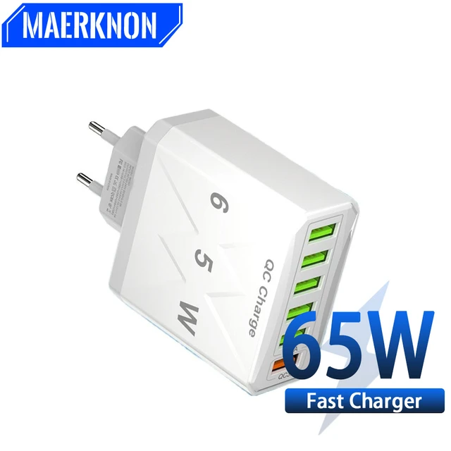 65W 6 Ports USB Charger Fast Charging Quick Charger 3.0 Mobile Phone Adapter  For iPhone 14 Xiaomi 13 Huawei Samsung Wall Charger - AliExpress