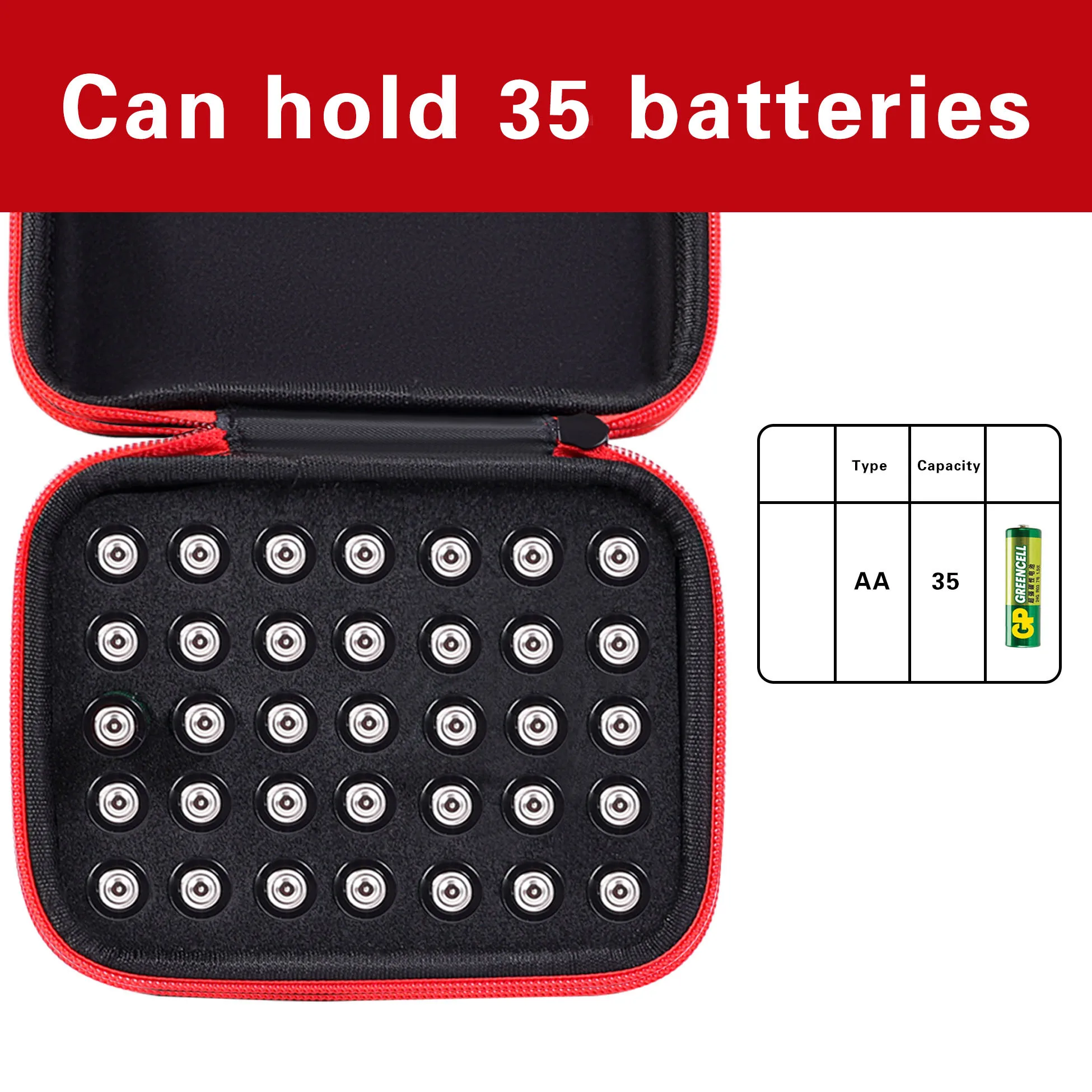 하드 배터리 보관함 35 슬롯 휴대용 배터리 보관 가방 운반 케이스는 가정 여행에 적합한 35 AA 배터리를 수용할 수 있습니다.