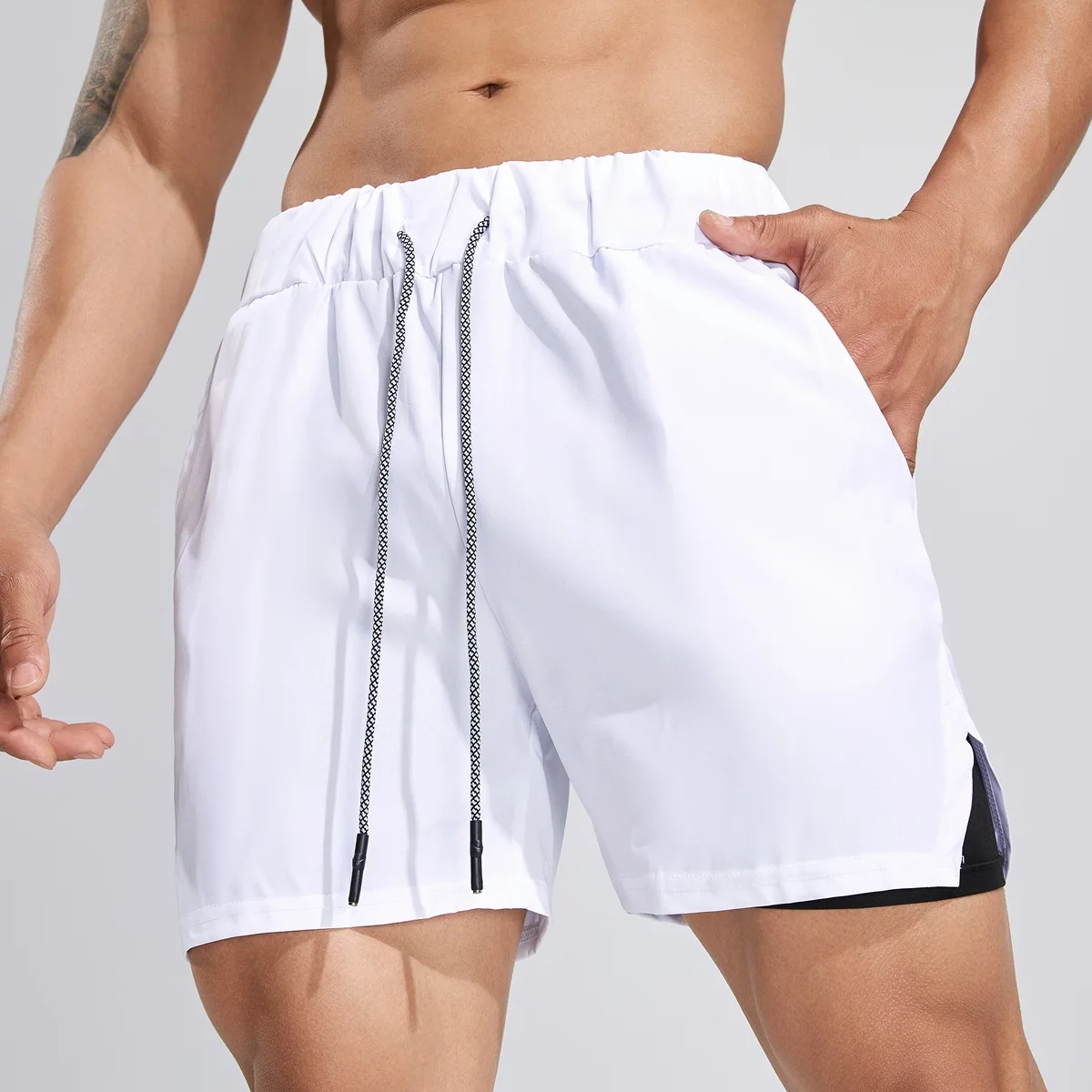 Sports fitness shorts outdoor running cycling breathable double layer shorts sweatpants