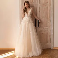 Sleeveless Mesh Dress Lace Bride Dresses Illusion Tulle Exquisite Backless Floor-Length Wedding Gown Свадебное платье 