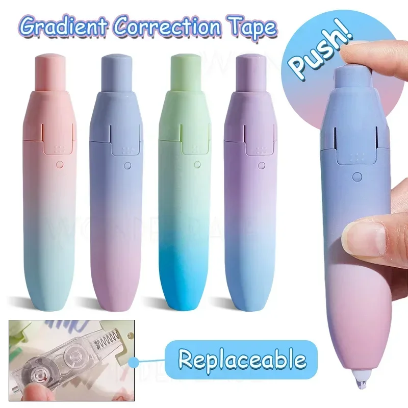 Replaceable Core Correction Tape Pen Shape Press Type for School Student Stationery Supplies correction tape