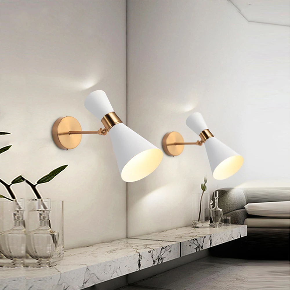 

LED Wall Lamps Golden Headboard Dressing Living Room House Decoration Wall Lights Vintage Mirrors Bedroom Indoor Sconce Lighting
