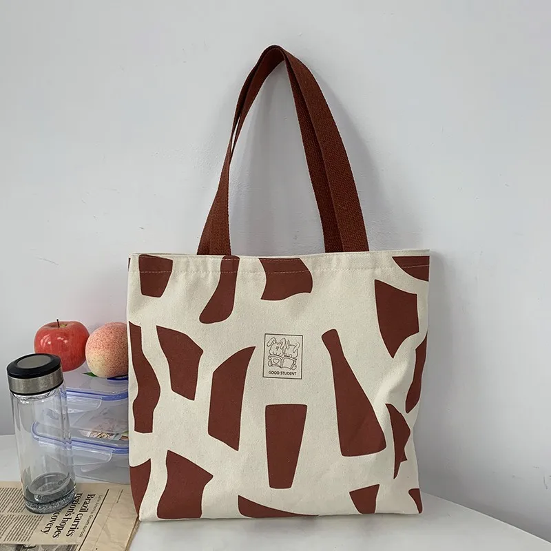 Reusable Canvas Tote Bag Fashion Light Weight Soft Canvas Bag All Match Large Capacity Shopping Bag