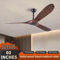 American Style Solid Wood Retro Ceiling Fan, Nordic Living Room, Dining Room, Industrial Variable Frequency 110V Electric Fan 1