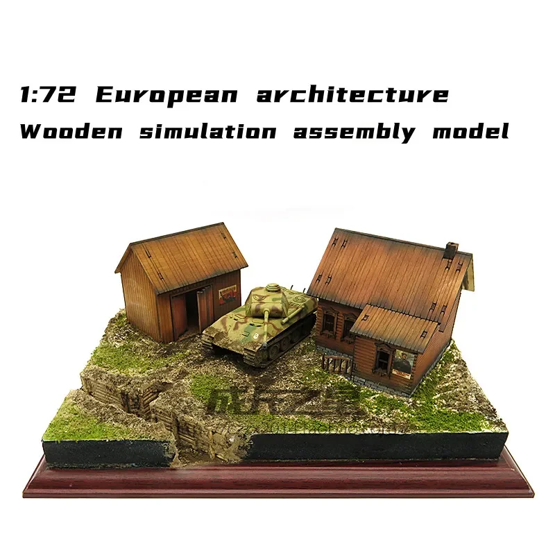 1/72 WWII European Architecture Rural Farm Scene Wooden Assembly Model Decoration DIY Handmade Building Toy 5