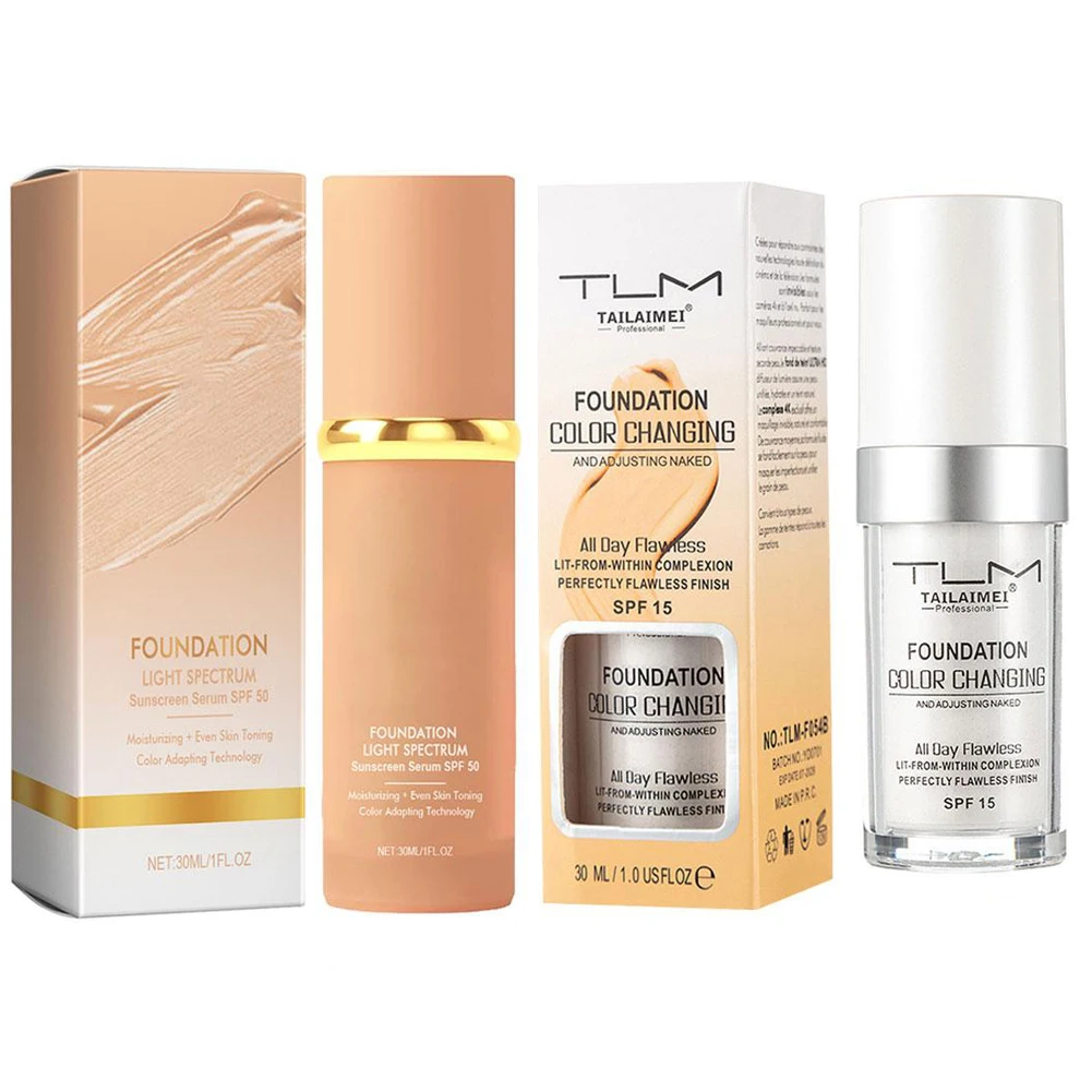 Fond de teint liquide 4 en 1, maquillage, spectre de lumière, sérum de protection solaire, liquide hydratant, couverture complète, correcteur SPF 50 1 Fond de teint liquide 4 en 1, maquillage, spectre de lumière, sérum de protection solaire, liquide hydratant, couverture complète, correcteur SPF 50 1