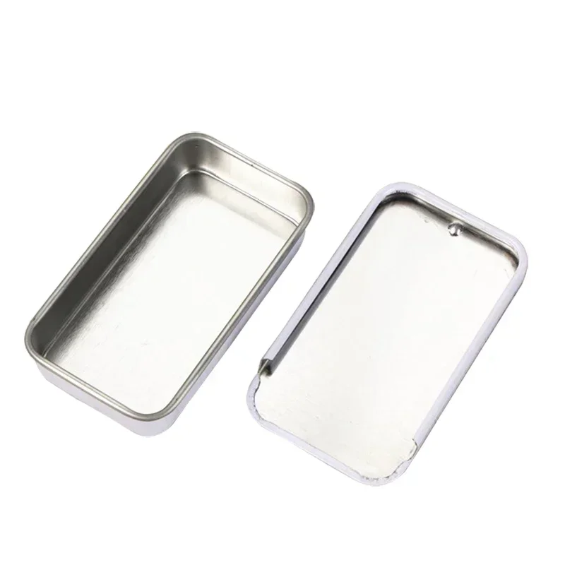 1pc Metal Rectangular Empty Tin Jar Tinplate Push Organizer Slide Cover Storage Box Candy Pill Jars Portable Mini Storage Box - 4