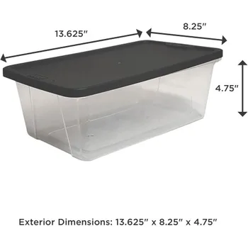 Stackable 6 Quart Clear Organizer Storage Container Bin with Tight Seal Gray Lid for Home Organization, 10 Pack 4