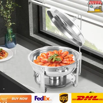 Scaldavivande da 7,5 litri/7,92 Qt per buffet Piatto da portata per catering in acciaio inossidabile con coperchio e supporto per carburante 1
