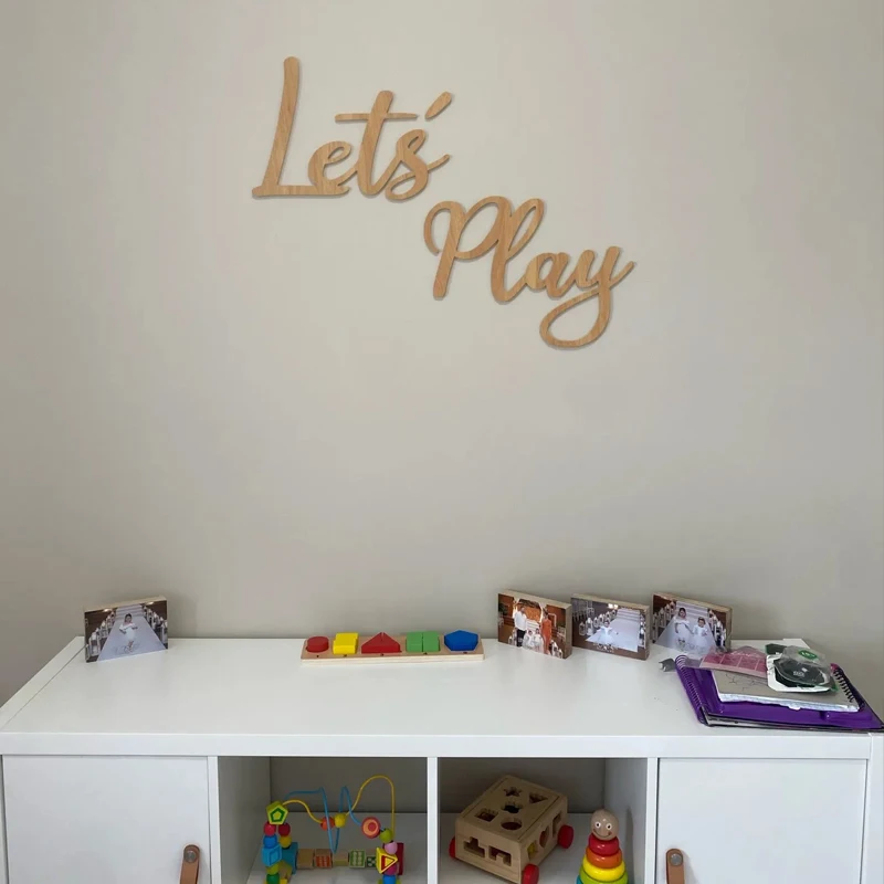 

Let’s play sign, play sign, sign for playroom, wooden nursery decor, children’s bedroom wall art