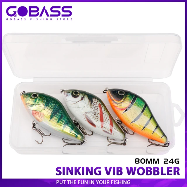 GOBASS 3pcs Pike Fishing Lure Jerkbait Kit 80mm 24g Slider Swim