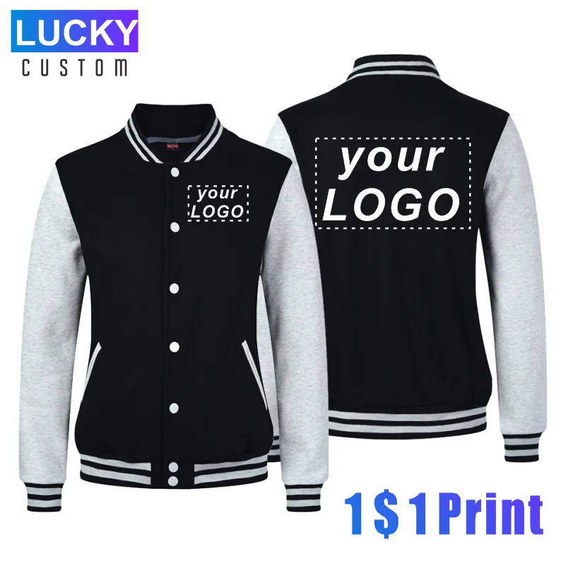 Winter Men's And Women's Baseball Uniforms Custom Printing Embroidery LOGO Warm Jacket All-match Plus Velvet Jacket 3xl [fila] f logo baseball cap fs3cpc5203x ina