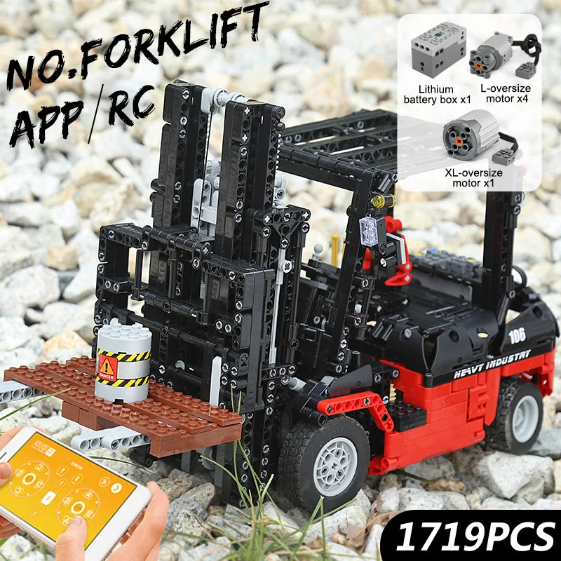 MOULD KING 13106 Technical Model Kits MOC-3681 City Engineering Vehicles RC Forklift Truck Toy for Kids Birthday Gift