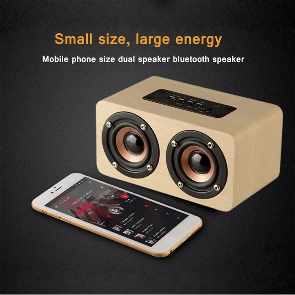 6W Wooden Bluetooth Speaker Portable Stereo HiFi TF Play Hand Free Call AUX Input Super Bass Loudspeaker Dual Subwoofer bluetooth speaker