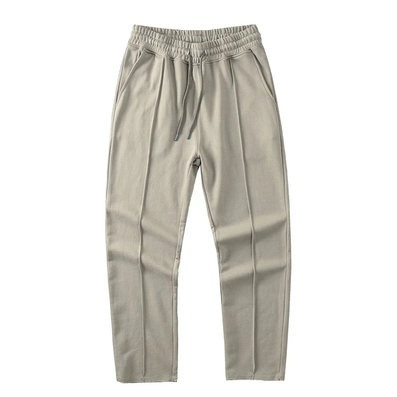 

knitted pure cotton Japanese vintage sweater pants men's spring and autumn lazy drooping feeling loose straight pants men's spor