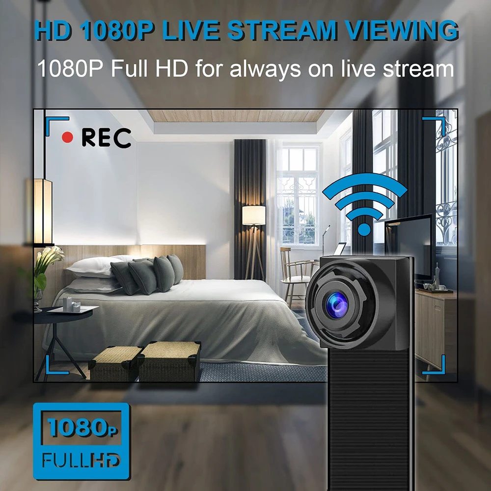 WiFi Mini Camera with Remote Viewing, 1080P HD Motion Detection Loop Record for Home Car Office, Portable Indoor 2