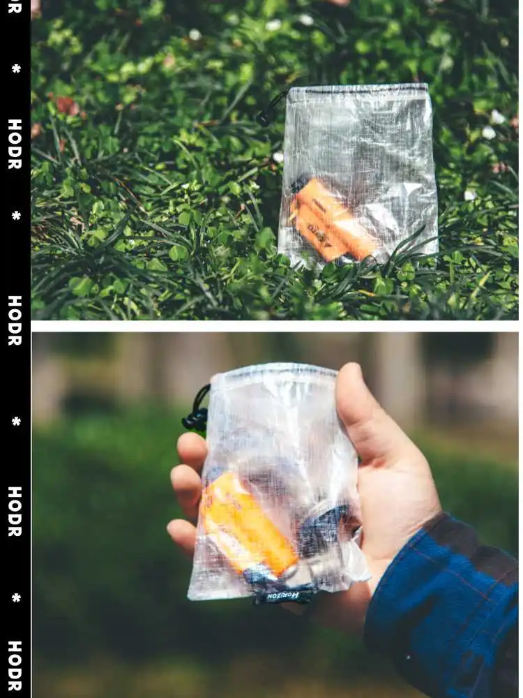 DCF lantern shade with headlamp placed inside for warm tent lighting