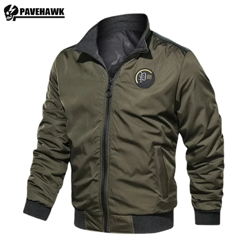 

Tactical Jacket Men Double-Sided Retro Embroidered Loose Pilot Fashion Outwear Wear-resistant Windbreak Air Force Combat Coat