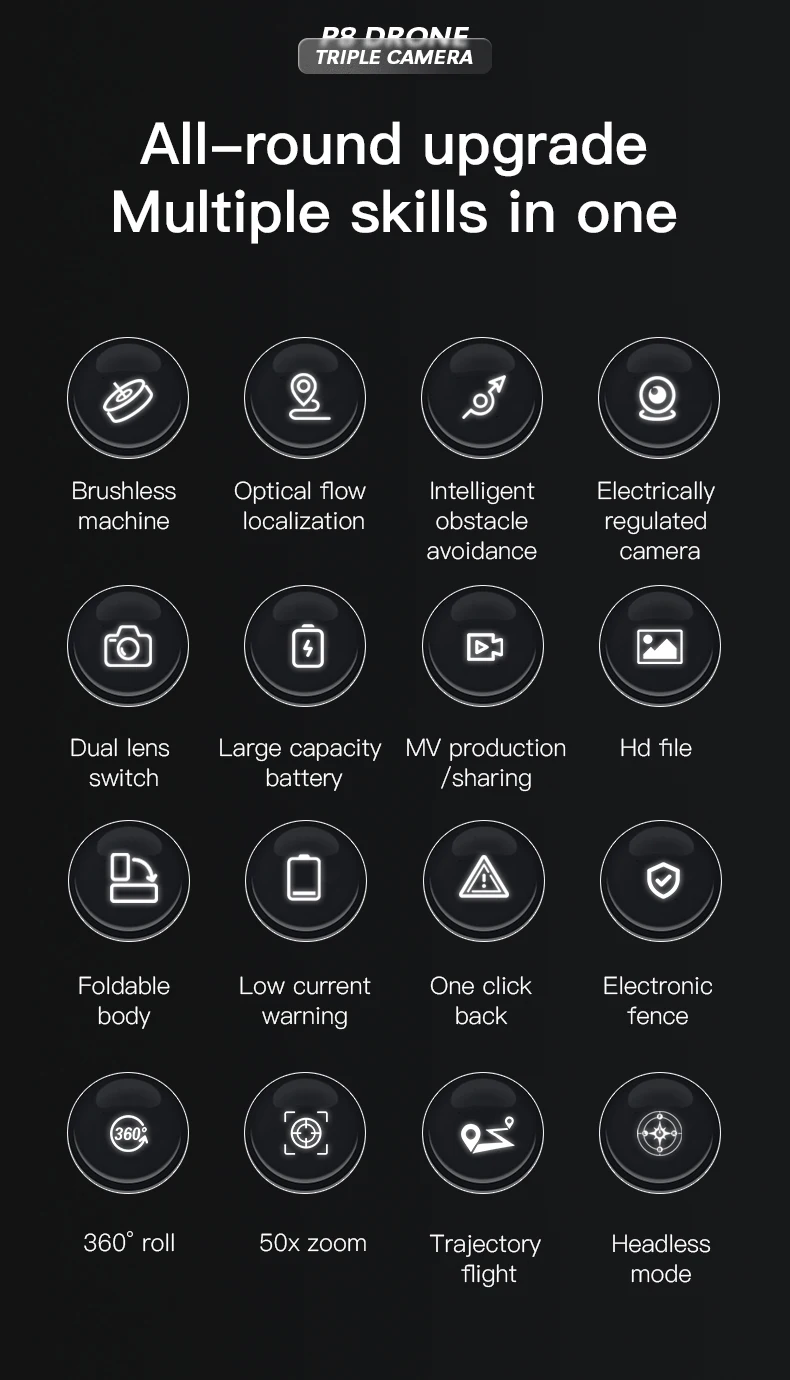Lenovo-Drone professionnel P8 Pro 8K, caméra double HD 8K, moteur sans balais 5G, quadrirotor pliable, jouets cadeaux, 5000m