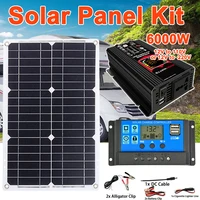 Kit d'onduleur de puissance pour système de panneaux solaires 3000W/4000W/5000W/6000W, 12V à 220V avec panneau solaire 18V + contrôle de Charge 30A 1