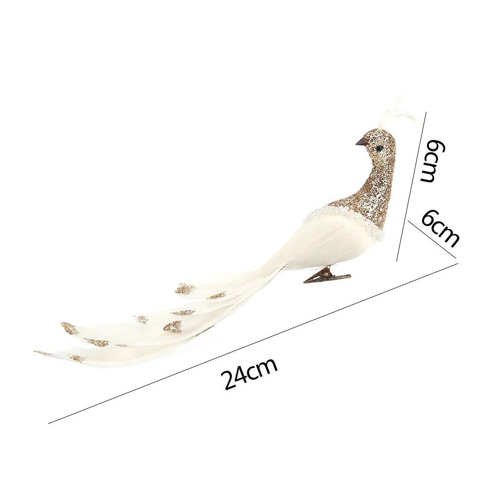 Glitter Simulation Peafowl Model Artificial Feathers Bird Home Garden Decoration