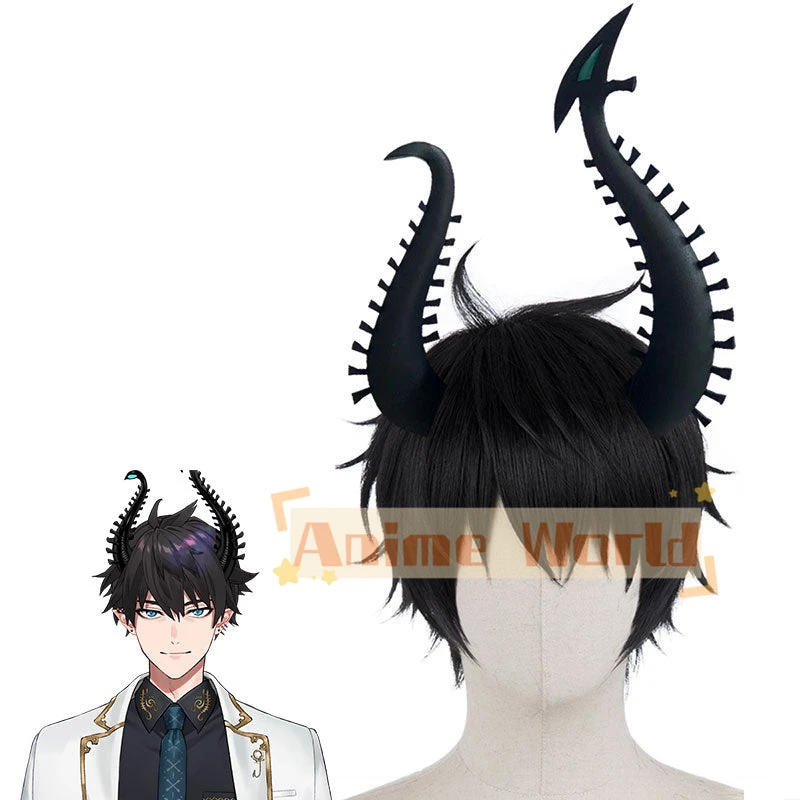 

Nijisanji ILUNA Ren Zotto Black Cosplay Wig- Select Headwear Halloween Christmas Woman Men Adult Wig