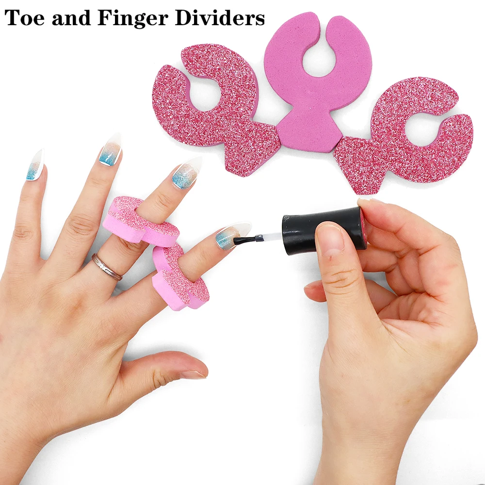 100Pcs Pink Diamond Toe Separators Nail Polish Finger Toenail Dividers Polish Grooming Soft Sponge Toe Spacers Pedicure