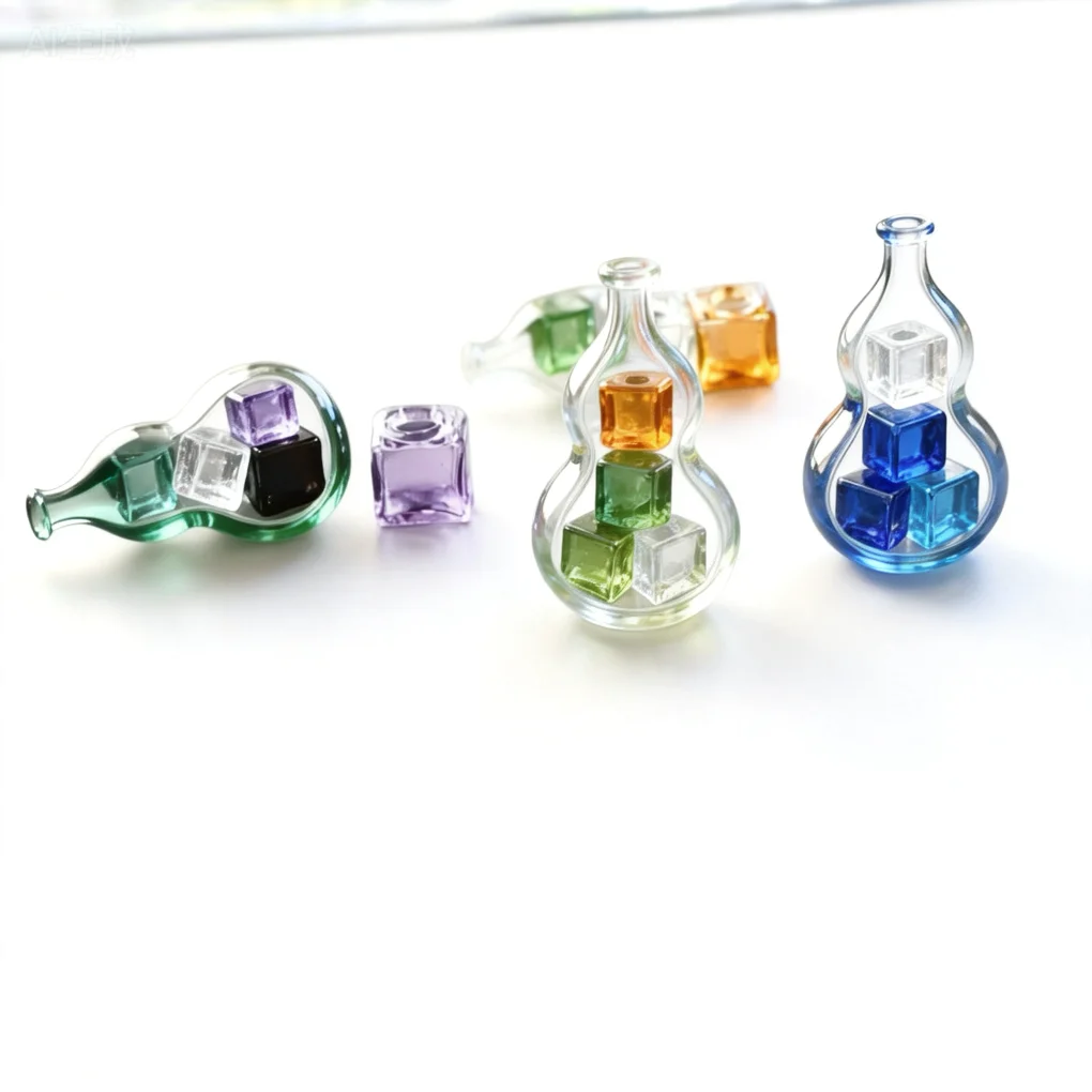 5/10X 10mm 컬러 속이 빈 유리 사각형, 하나의 구멍이 있는 유리 버블 바이알..